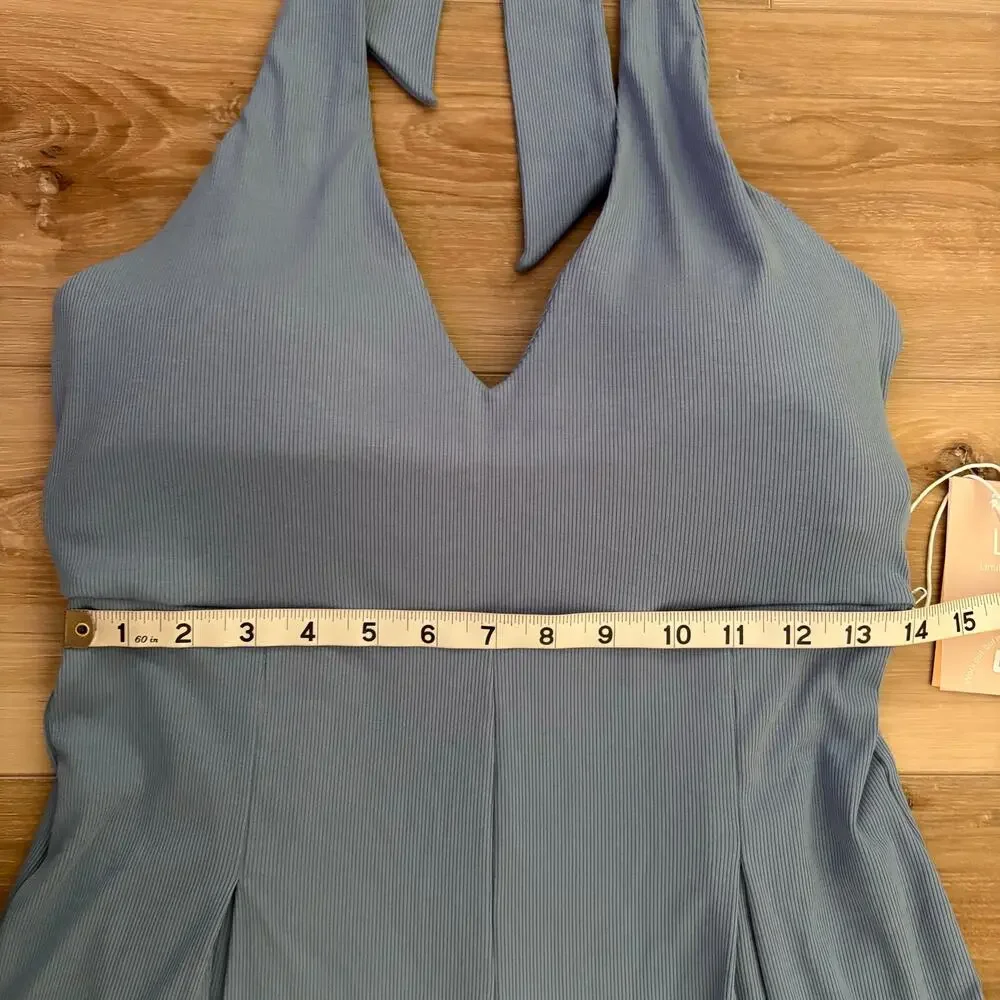 Popflex PETITE Halter Go with the Flow Jumpsuit Cool Creek L Petite - Picture 5 of 8
